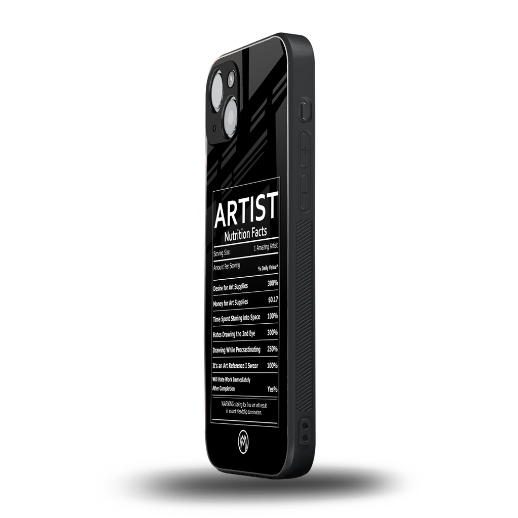 artist nutrition facts back phone cover | glass case for iphone 15
