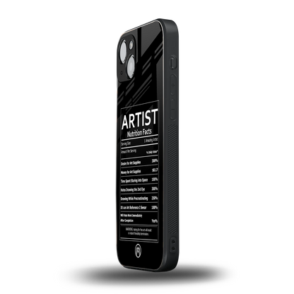artist nutrition facts back phone cover | glass case for iphone 15