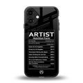 artist nutrition facts back phone cover | glass case for iphone 16 plus