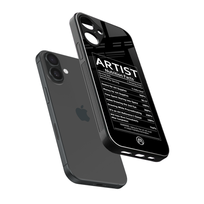 artist nutrition facts back phone cover | glass case for iphone 16 plus