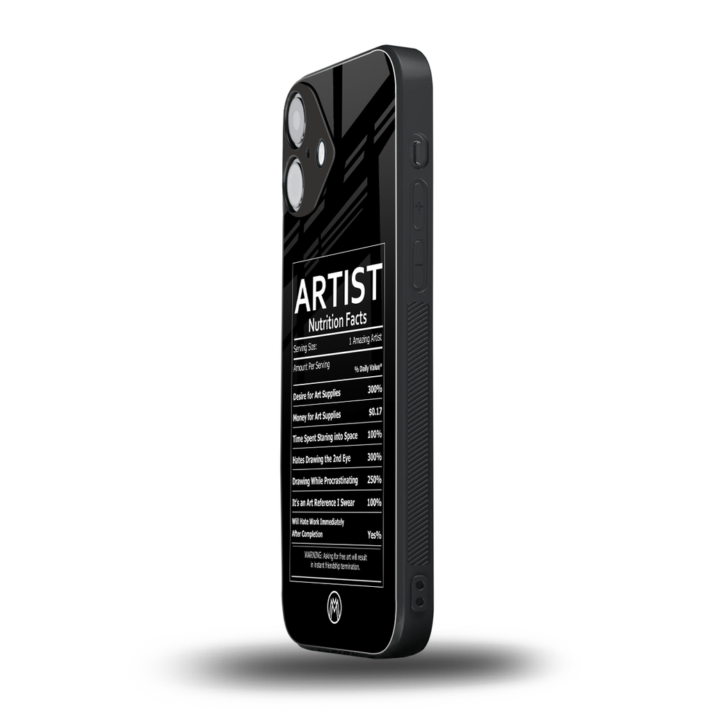 artist nutrition facts back phone cover | glass case for iphone 16 plus