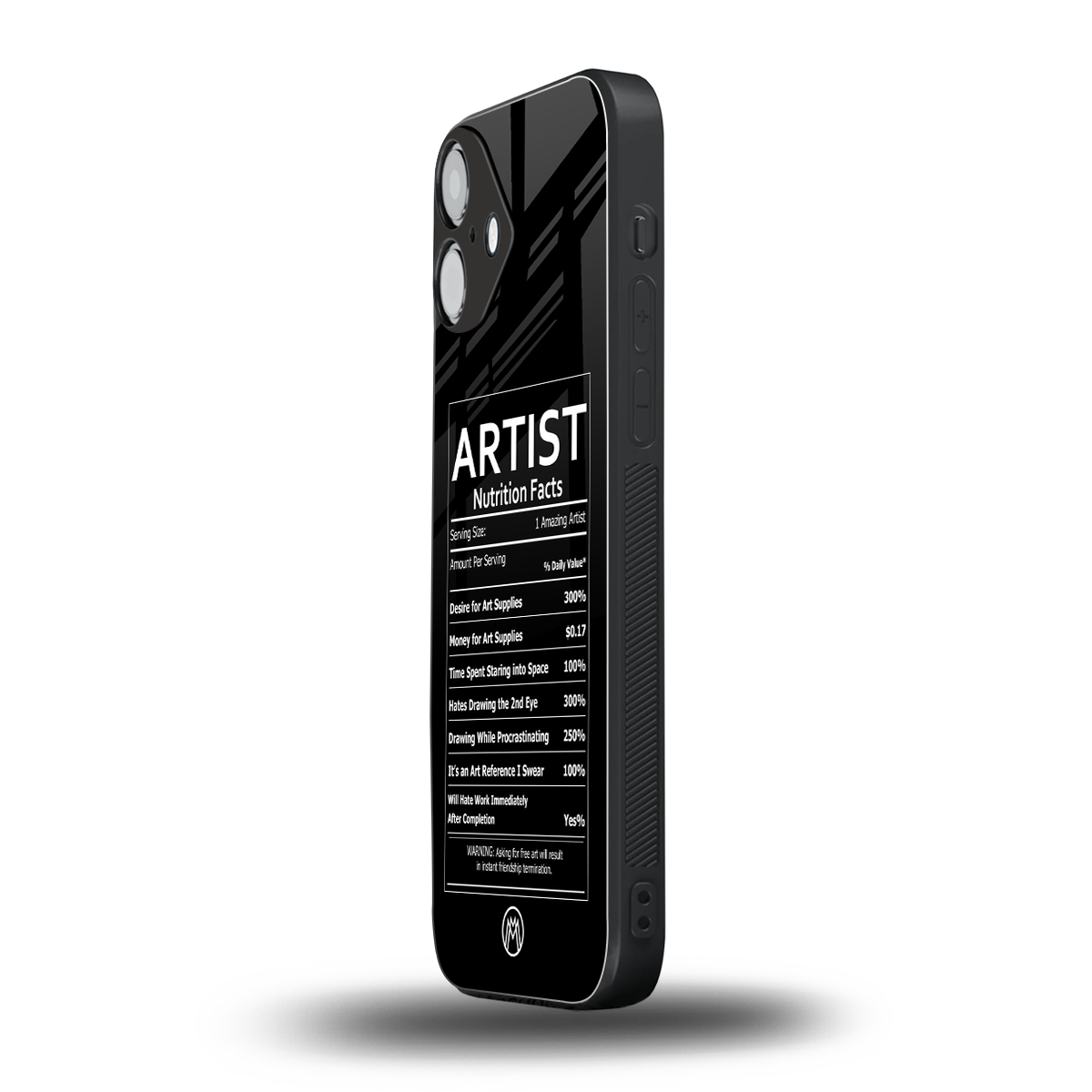 artist nutrition facts back phone cover | glass case for iphone 16 plus