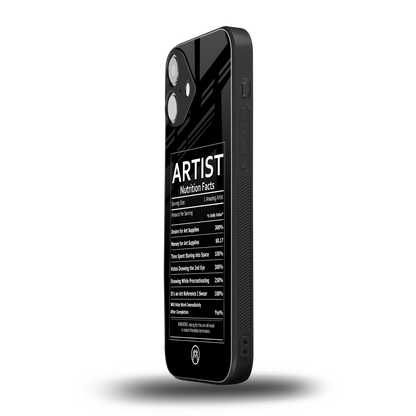 artist nutrition facts back phone cover | glass case for iphone 16 plus