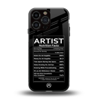 artist nutrition facts back phone cover | glass case for iphone 16 pro max