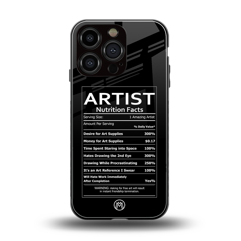 artist nutrition facts back phone cover | glass case for iphone 16 pro
