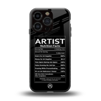 artist nutrition facts back phone cover | glass case for iphone 16 pro