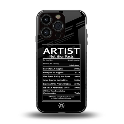 artist nutrition facts back phone cover | glass case for iphone 16 pro