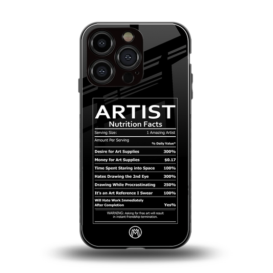 artist nutrition facts back phone cover | glass case for iphone 16 pro