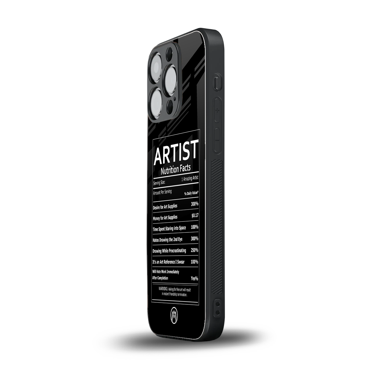 artist nutrition facts back phone cover | glass case for iphone 16 pro