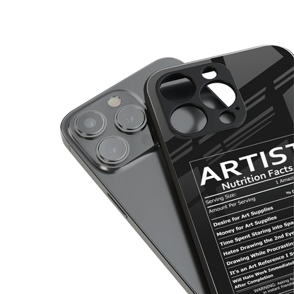 artist nutrition facts back phone cover | glass case for iphone 15 pro