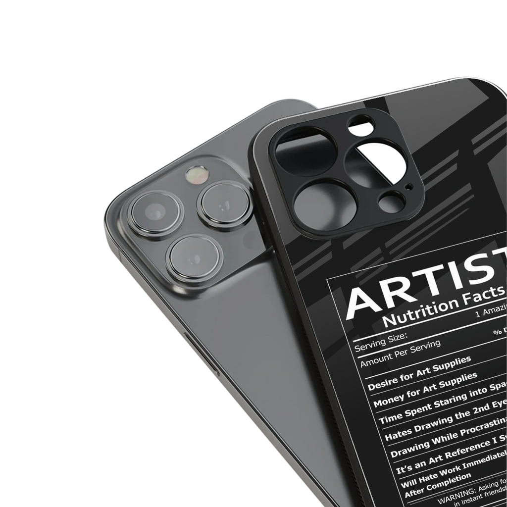 artist nutrition facts back phone cover | glass case for iphone 16 pro max