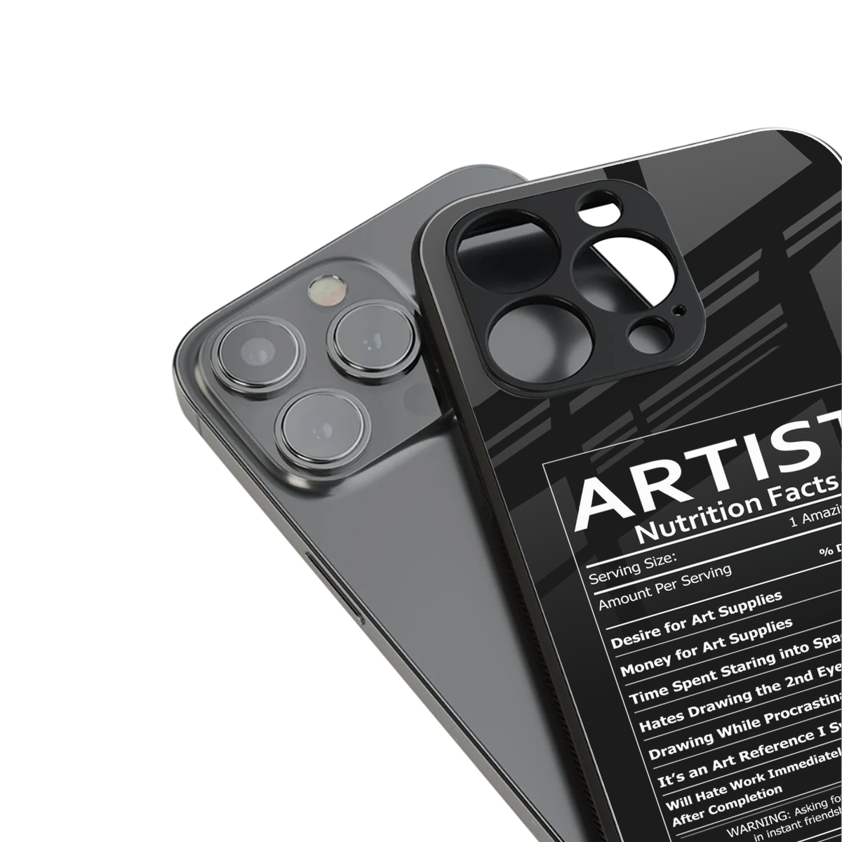 artist nutrition facts back phone cover | glass case for iphone 14 pro max