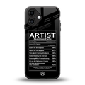 artist nutrition facts back phone cover | glass case for iphone 16