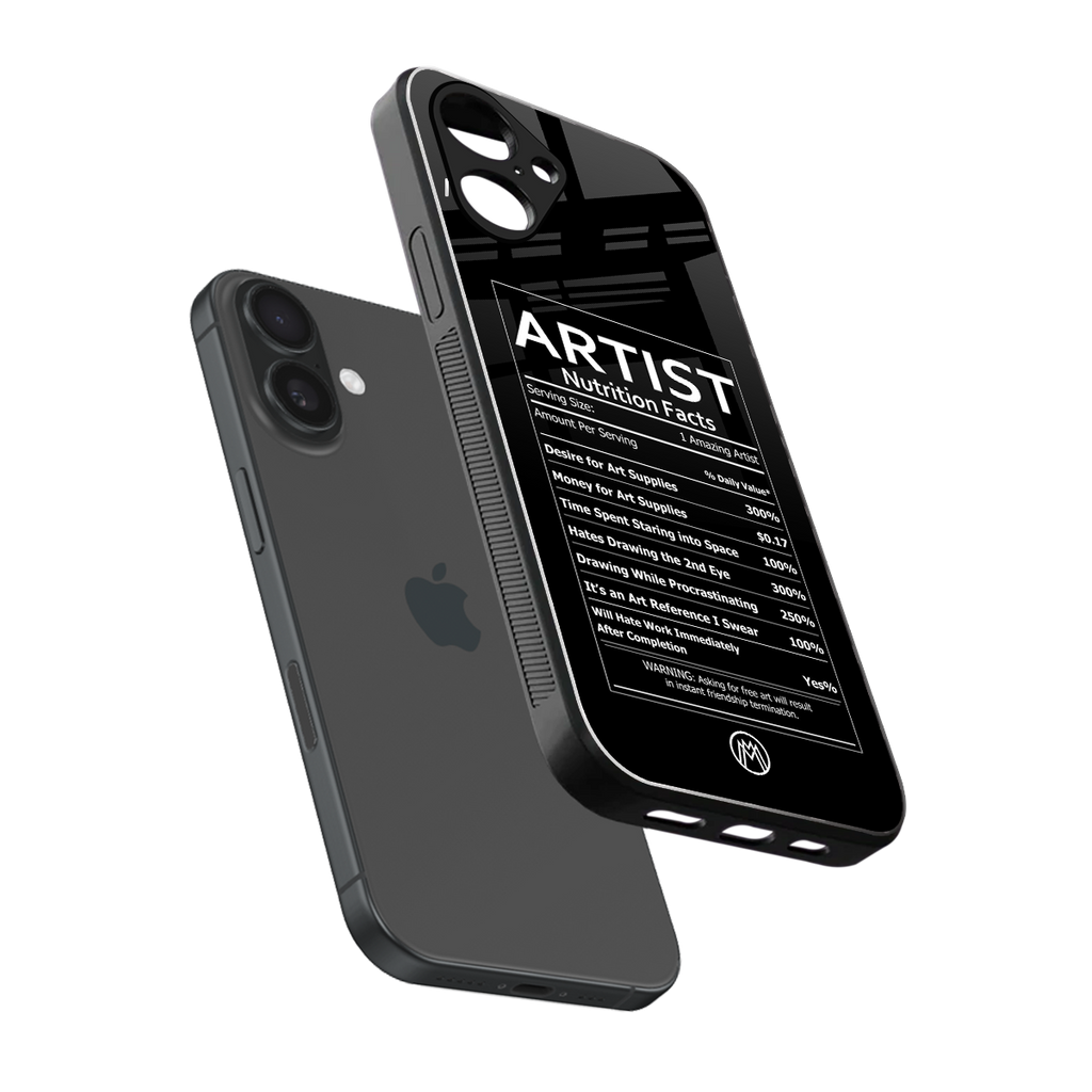 artist nutrition facts back phone cover | glass case for iphone 16