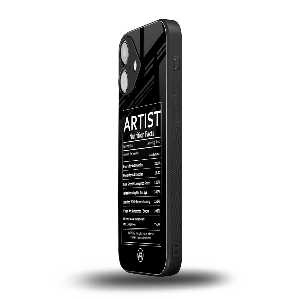artist nutrition facts back phone cover | glass case for iphone 16