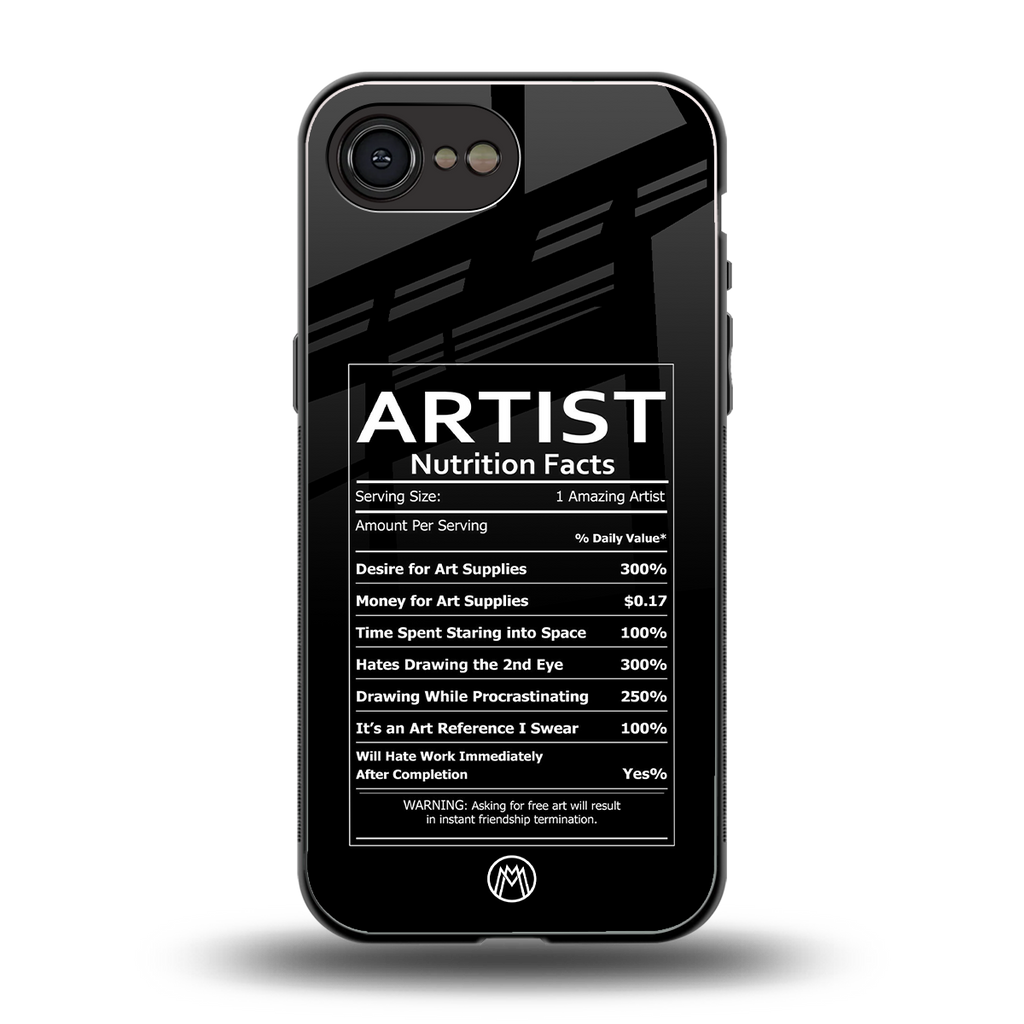 artist nutrition facts back phone cover | glass case for iphone 16e