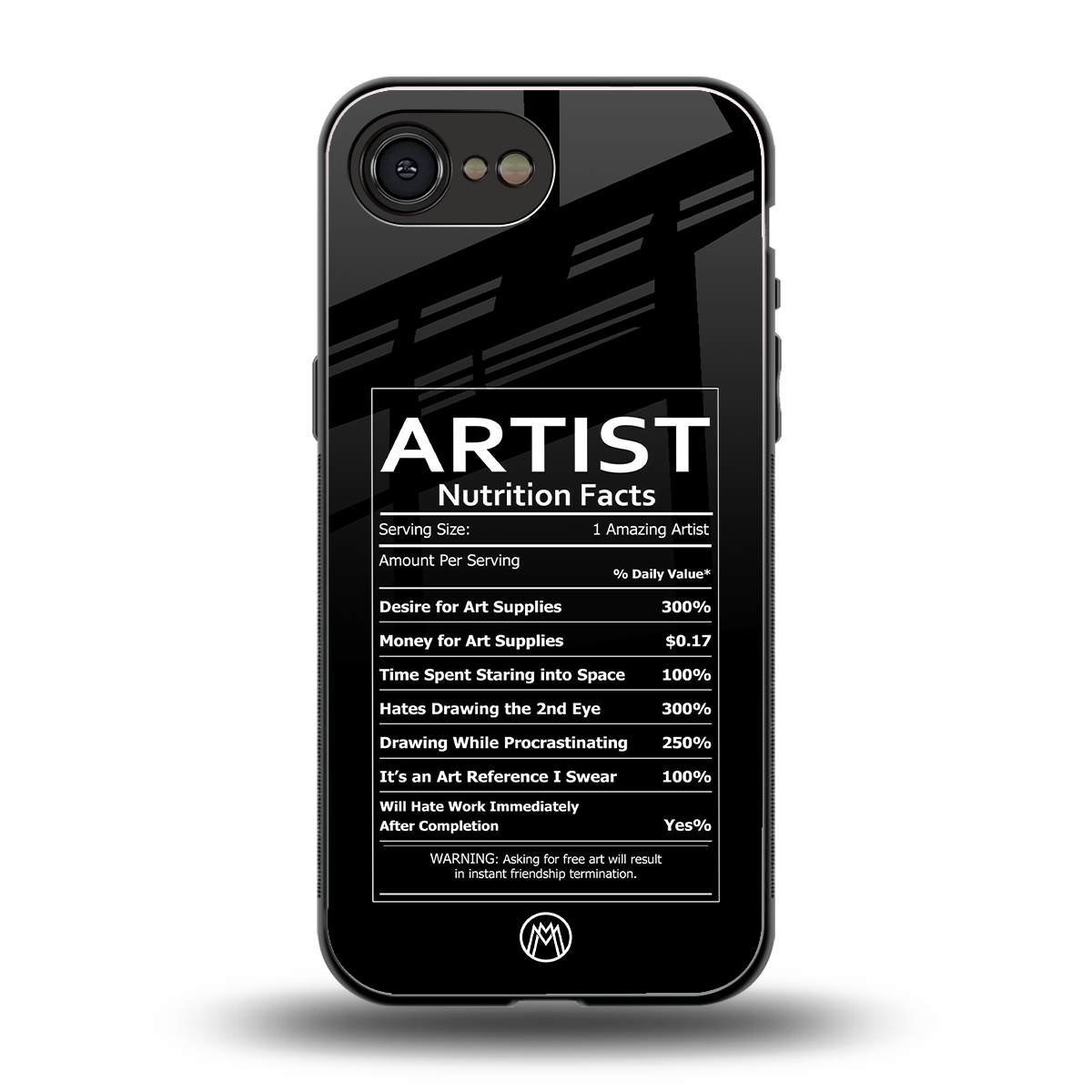 artist nutrition facts back phone cover | glass case for iphone 16e