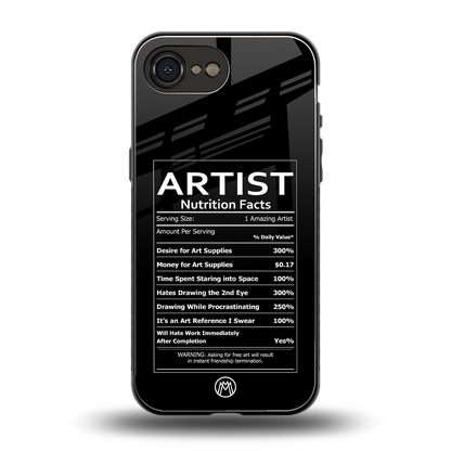 artist nutrition facts back phone cover | glass case for iphone 16e