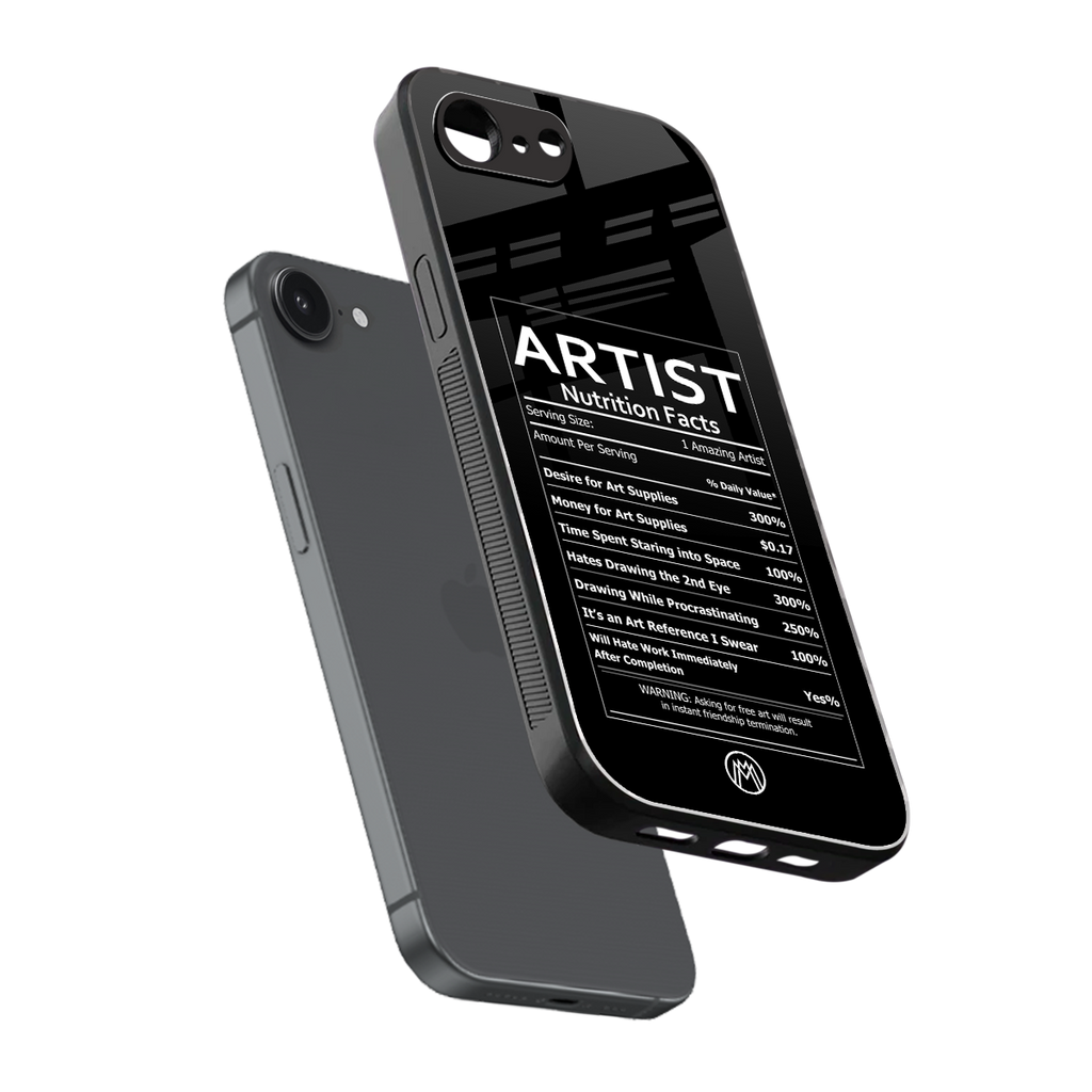 artist nutrition facts back phone cover | glass case for iphone 16e