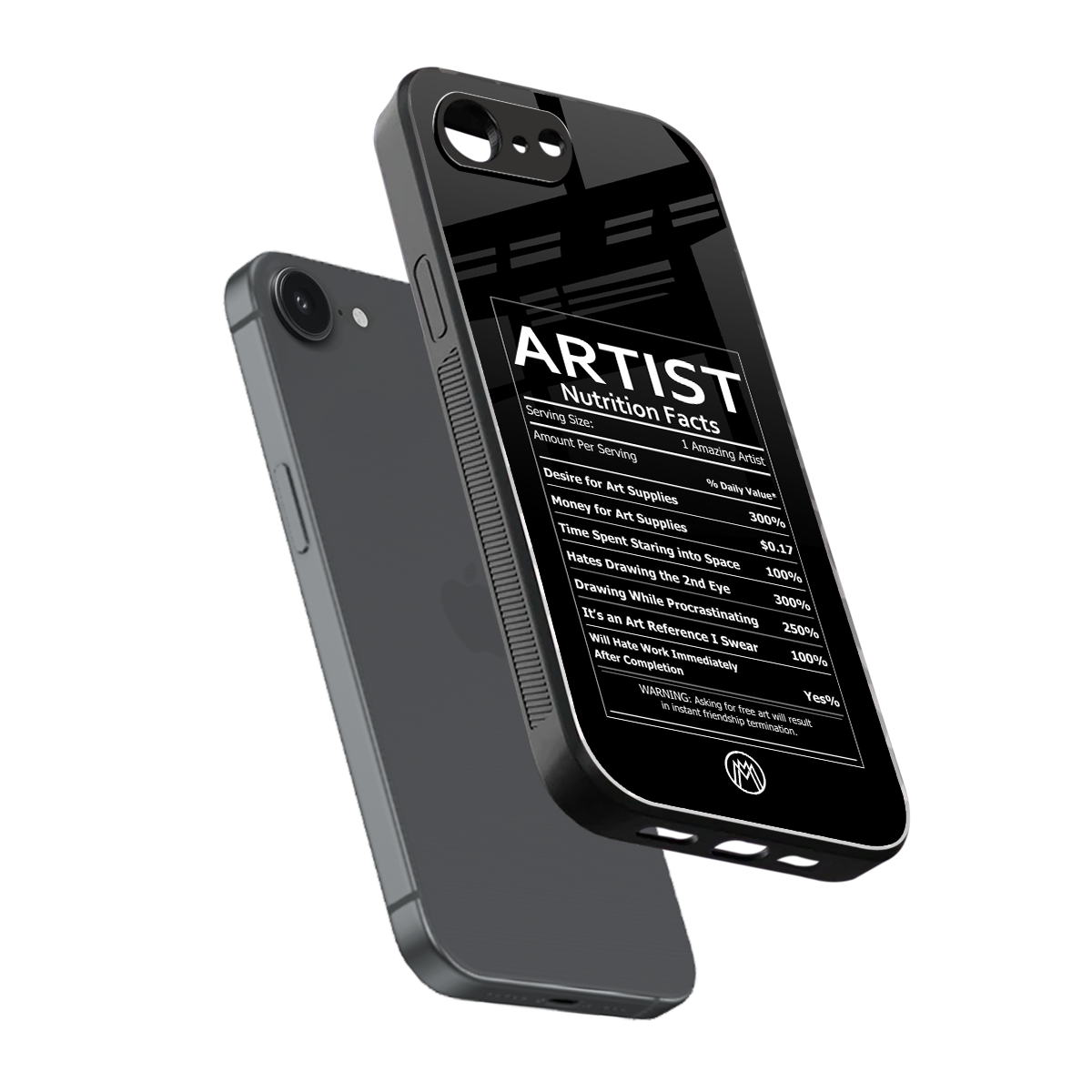 artist nutrition facts back phone cover | glass case for iphone 16e