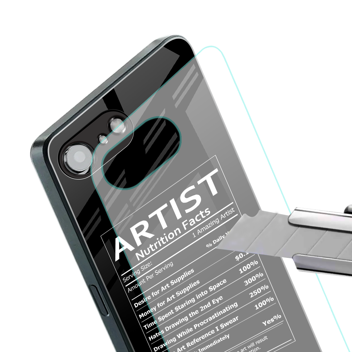 artist nutrition facts back phone cover | glass case for iphone 16e