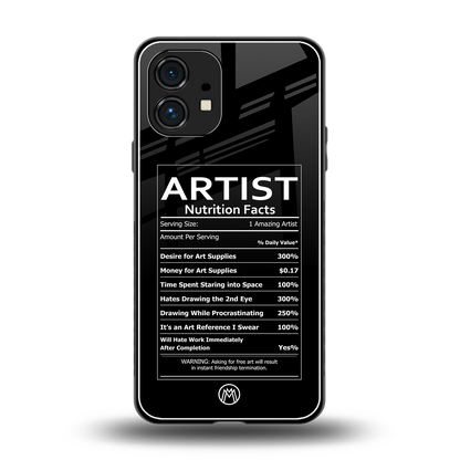 artist nutrition facts back phone cover | glass case for nothing phone 1