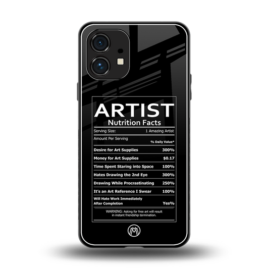 artist nutrition facts back phone cover | glass case for nothing phone 1