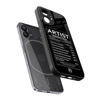 artist nutrition facts back phone cover | glass case for nothing phone 1