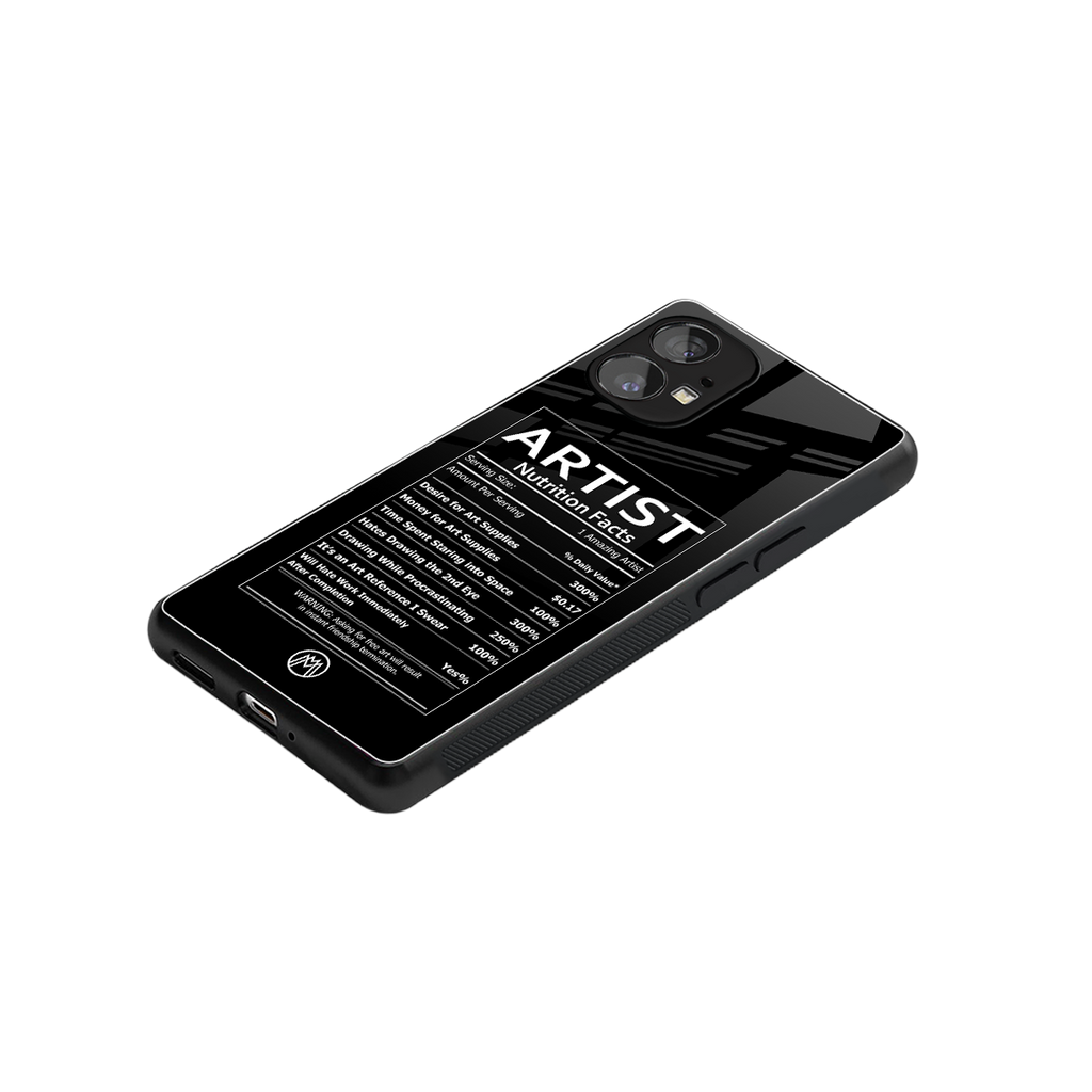artist nutrition facts back phone cover | glass case for nothing phone 1