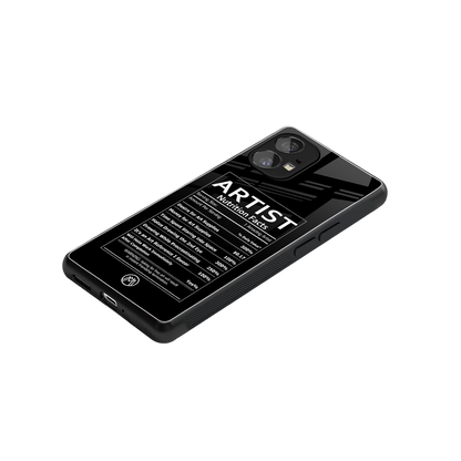 artist nutrition facts back phone cover | glass case for nothing phone 1