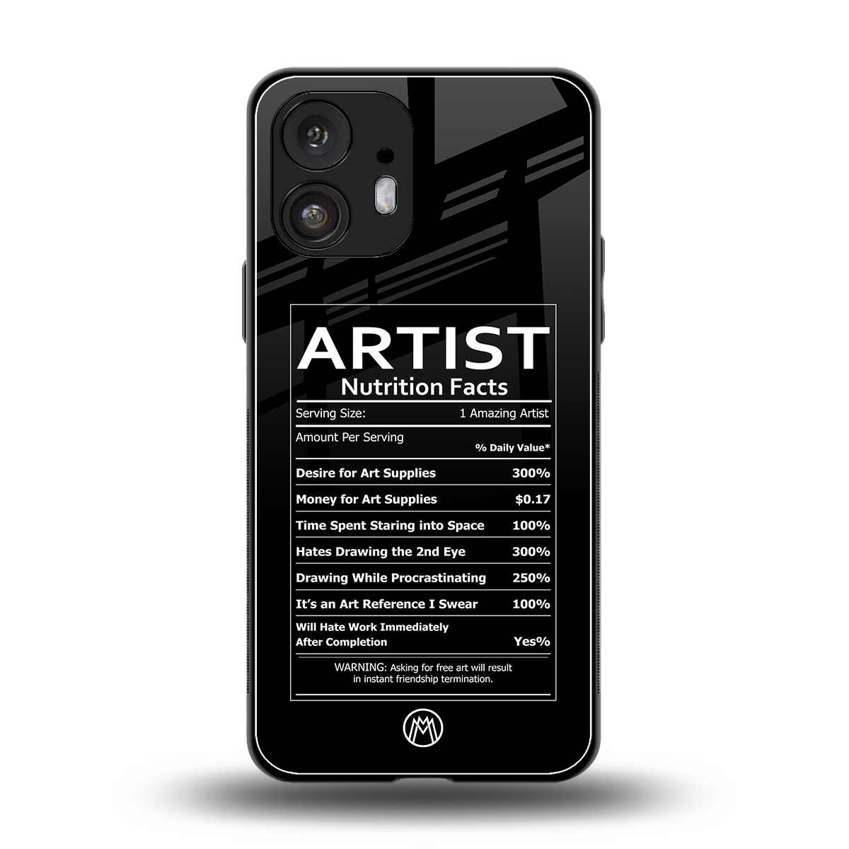 artist nutrition facts back phone cover | glass case for nothing phone 2