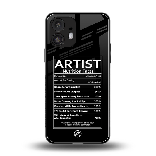 artist nutrition facts back phone cover | glass case for nothing phone 2