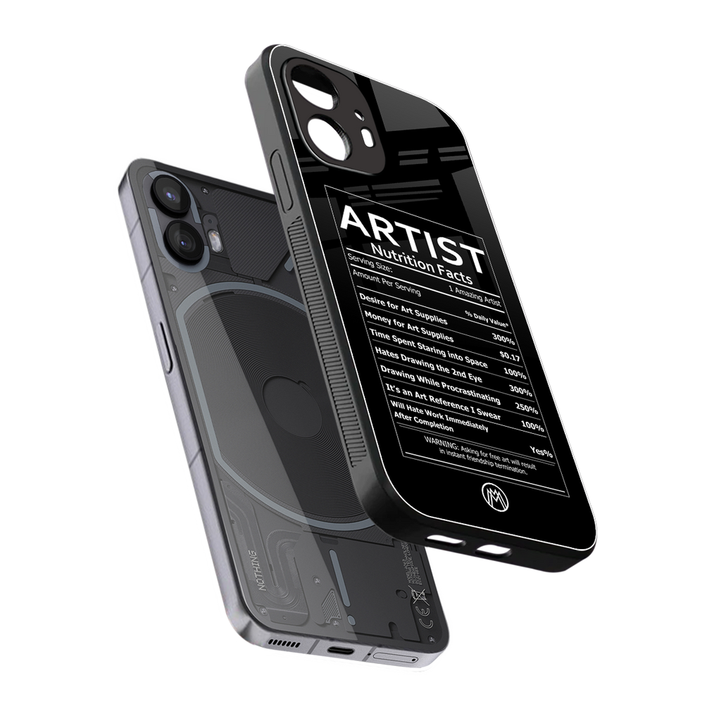 artist nutrition facts back phone cover | glass case for nothing phone 2