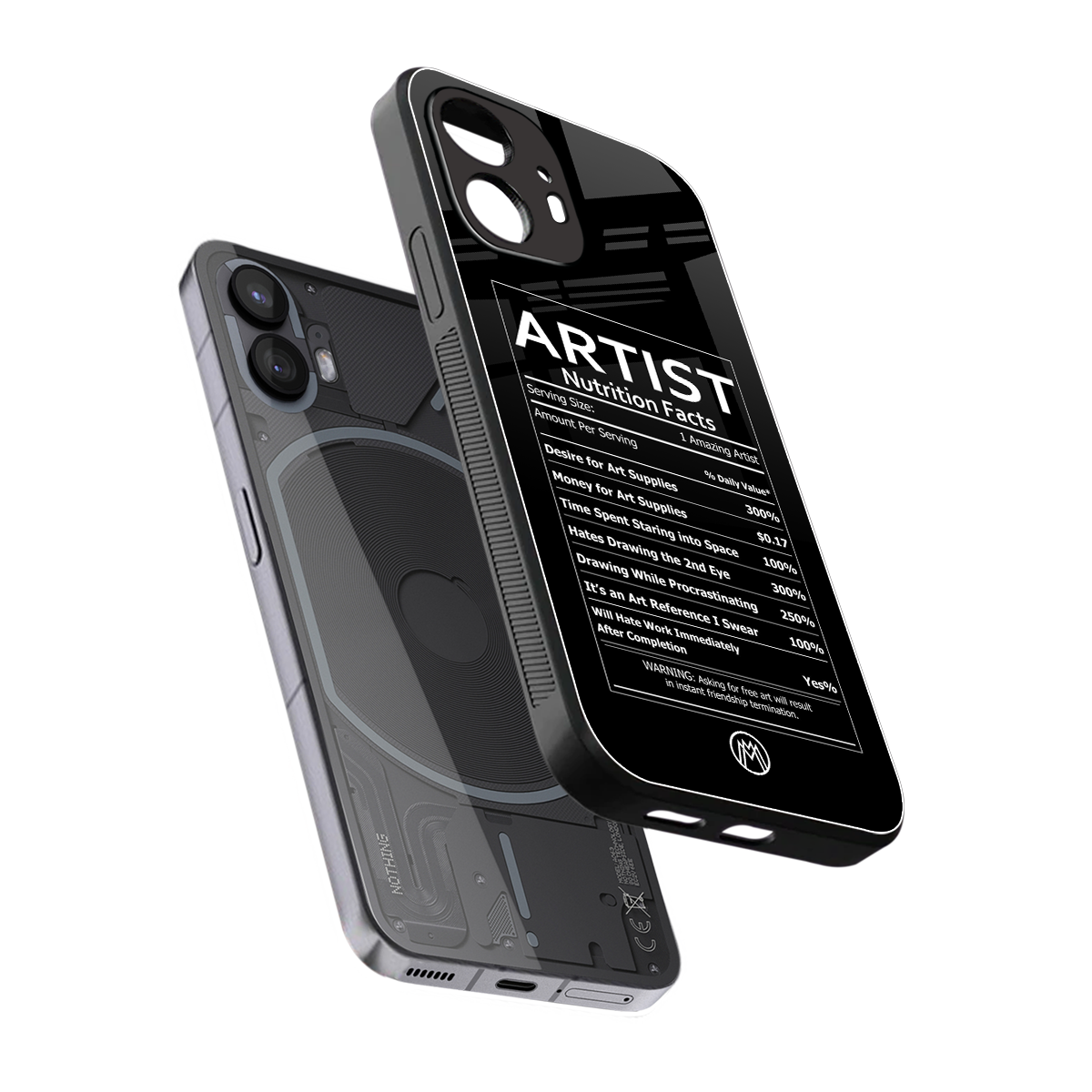 artist nutrition facts back phone cover | glass case for nothing phone 2