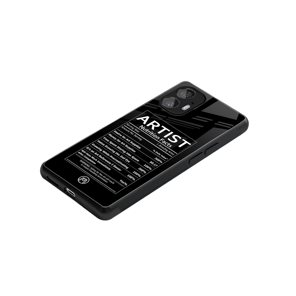 artist nutrition facts back phone cover | glass case for nothing phone 2