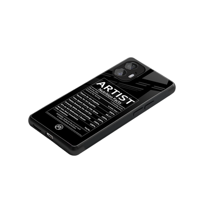 artist nutrition facts back phone cover | glass case for nothing phone 2
