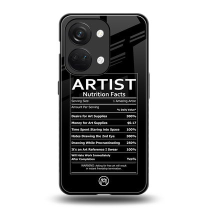 artist nutrition facts back phone cover | glass case for oneplus nord 3