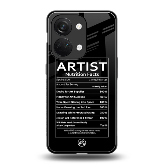 artist nutrition facts back phone cover | glass case for oneplus nord 3