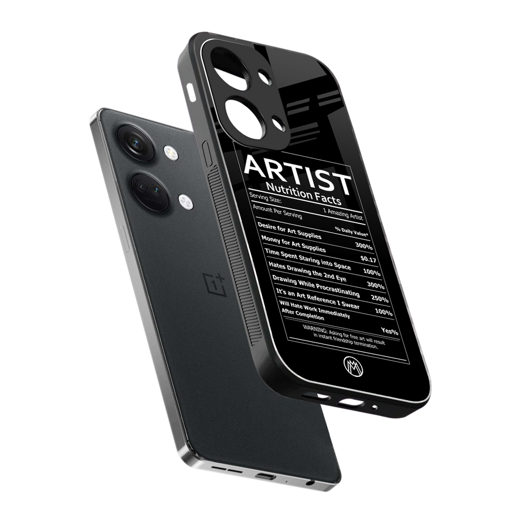 artist nutrition facts back phone cover | glass case for oneplus nord 3