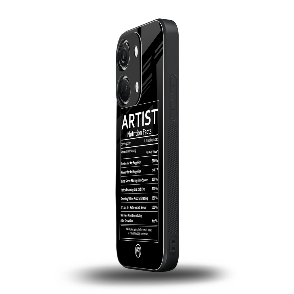 artist nutrition facts back phone cover | glass case for oneplus nord 3
