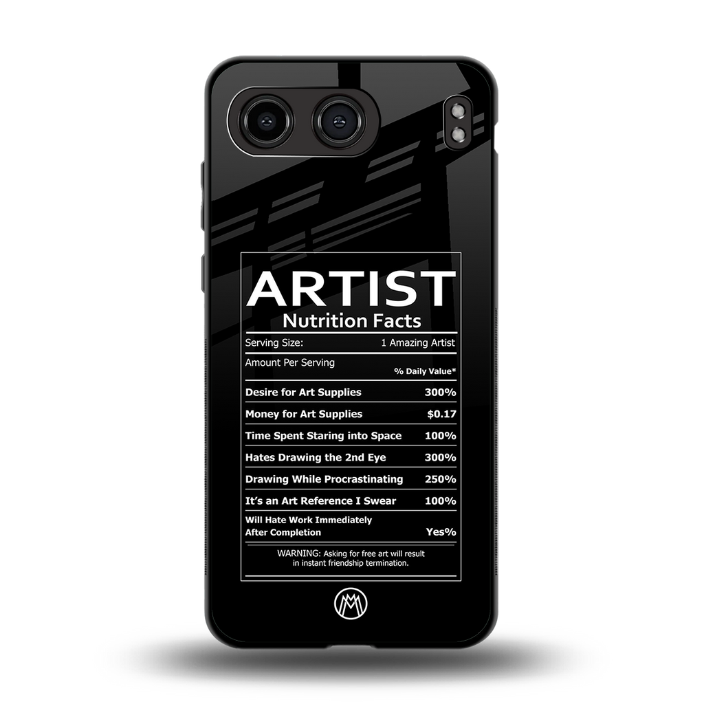 artist nutrition facts back phone cover | glass case for oneplus nord 4