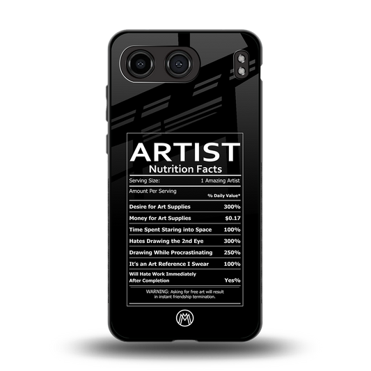 artist nutrition facts back phone cover | glass case for oneplus nord 4