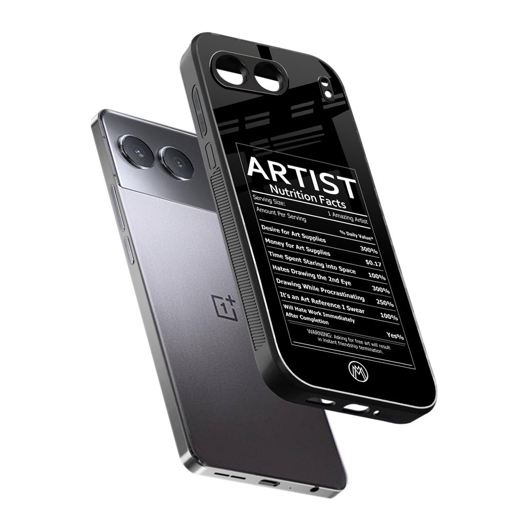 artist nutrition facts back phone cover | glass case for oneplus nord 4