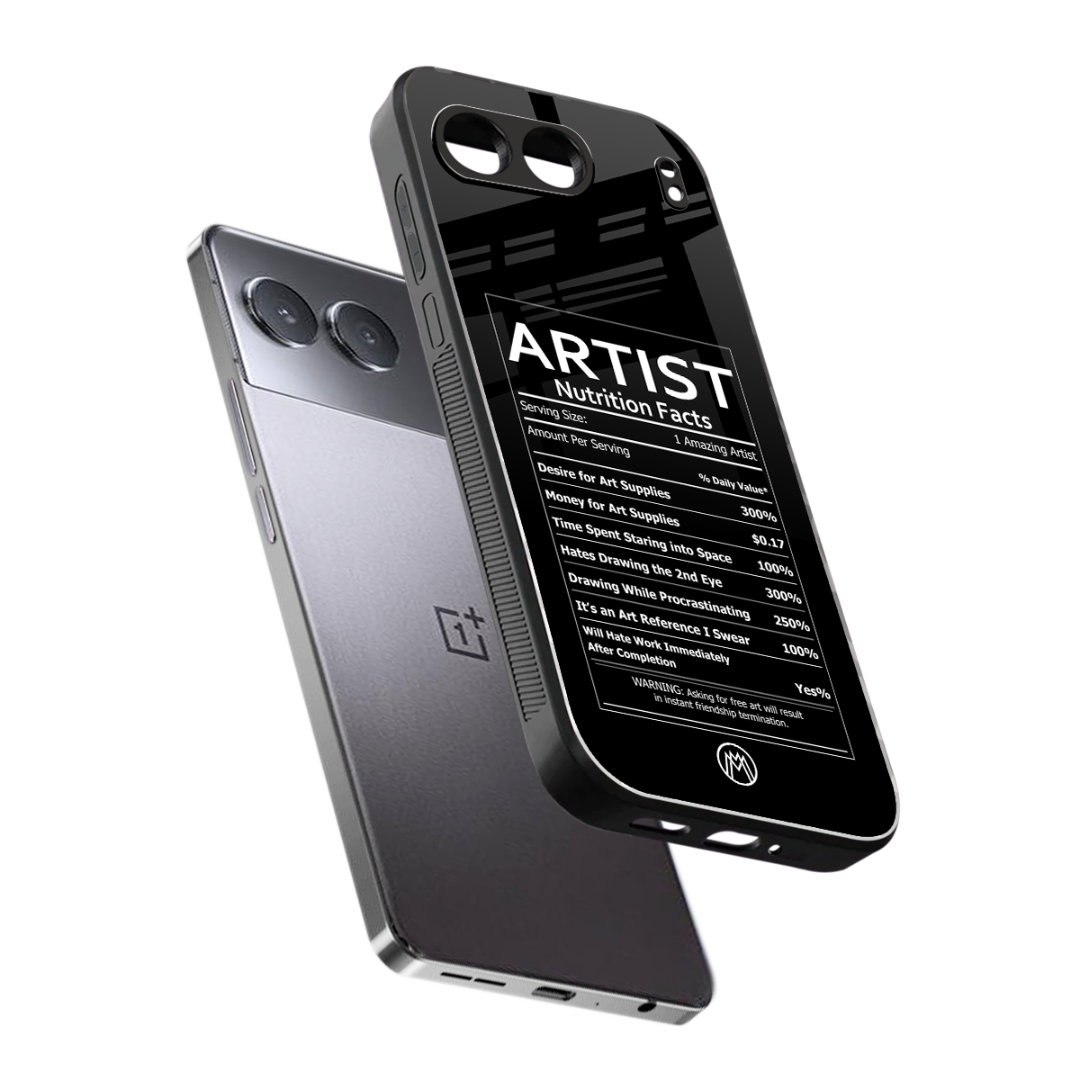 artist nutrition facts back phone cover | glass case for oneplus nord 4