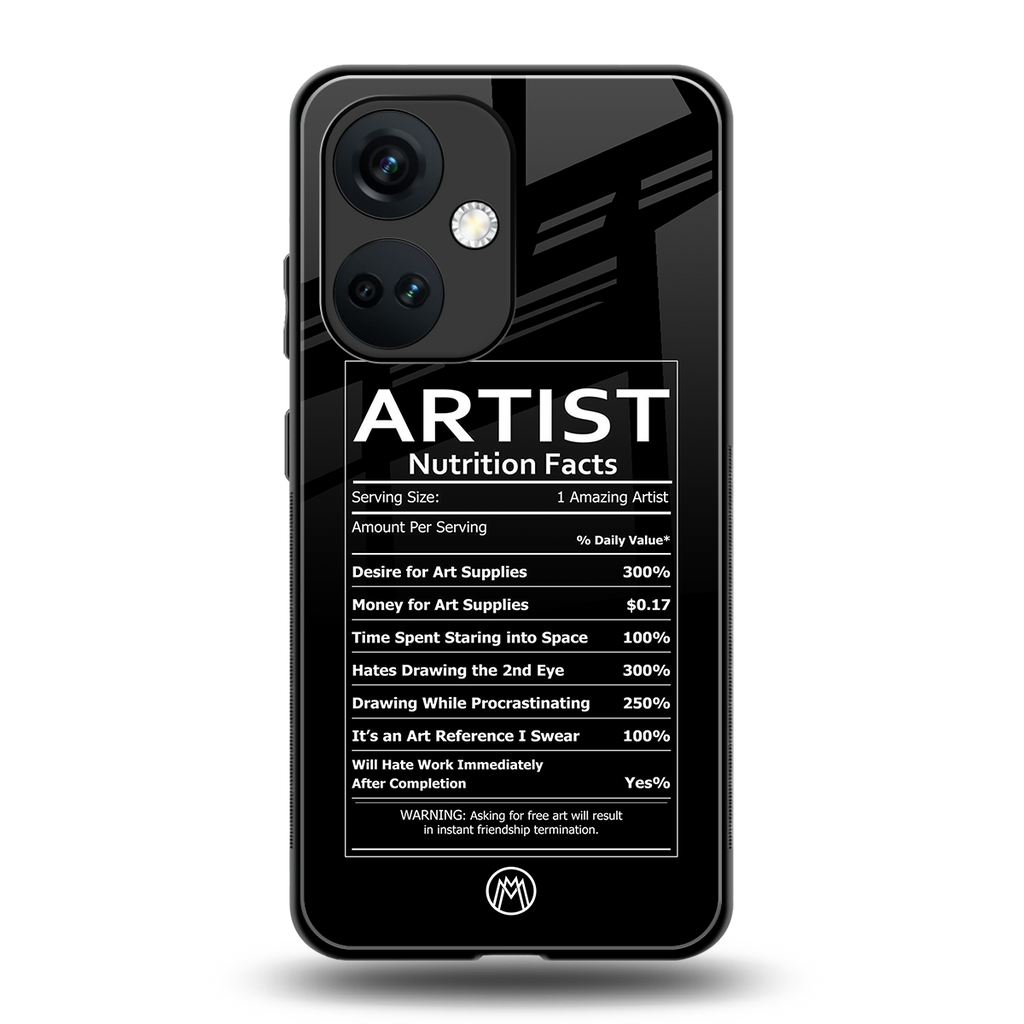 artist nutrition facts back phone cover | glass case for oneplus nord ce 3