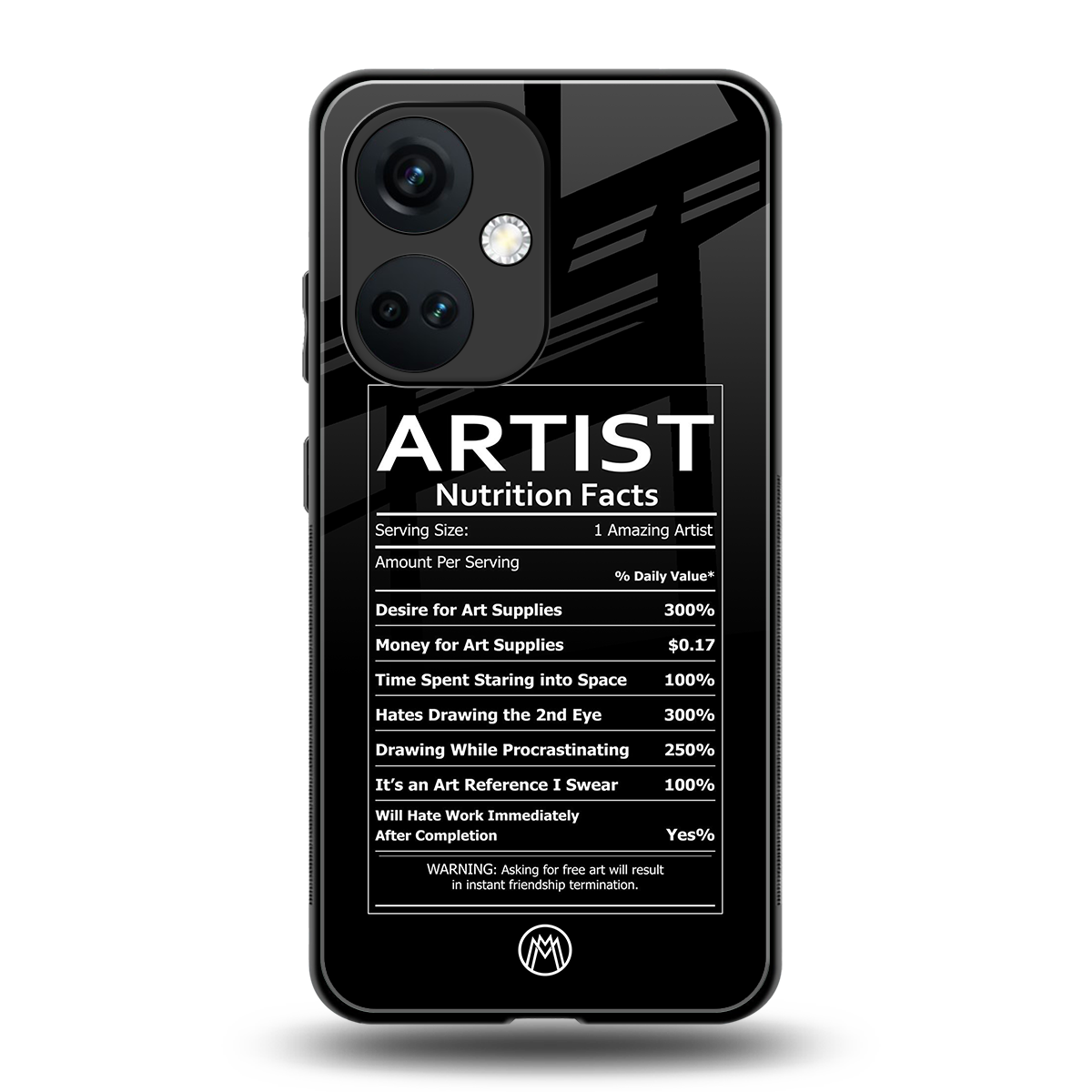artist nutrition facts back phone cover | glass case for oneplus nord ce 3