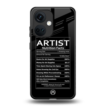 artist nutrition facts back phone cover | glass case for oneplus nord ce 3