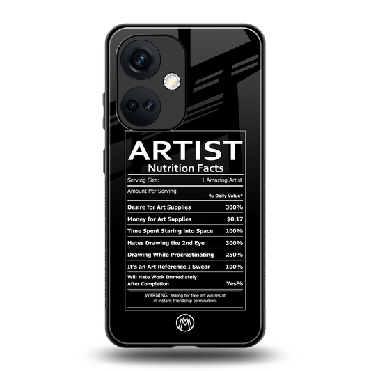 artist nutrition facts back phone cover | glass case for oneplus nord ce 3