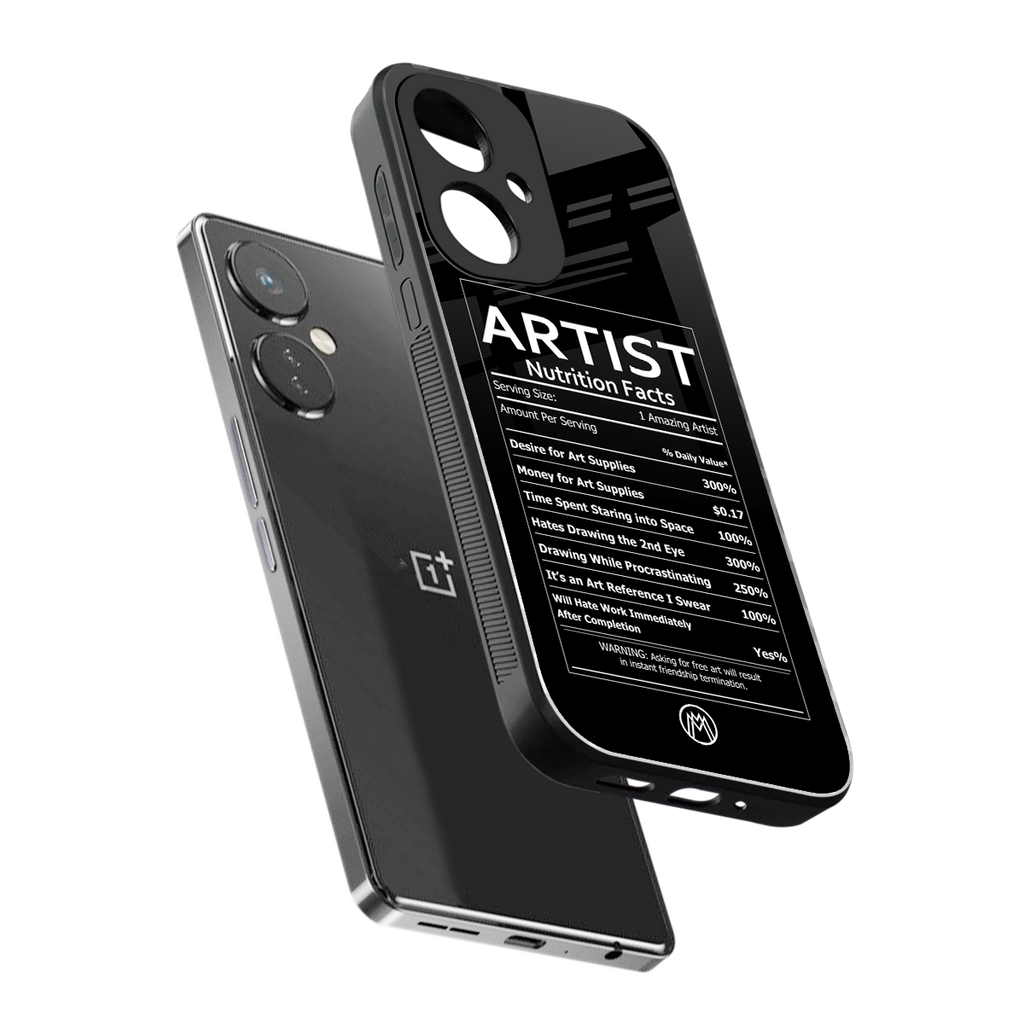 artist nutrition facts back phone cover | glass case for oneplus nord ce 3