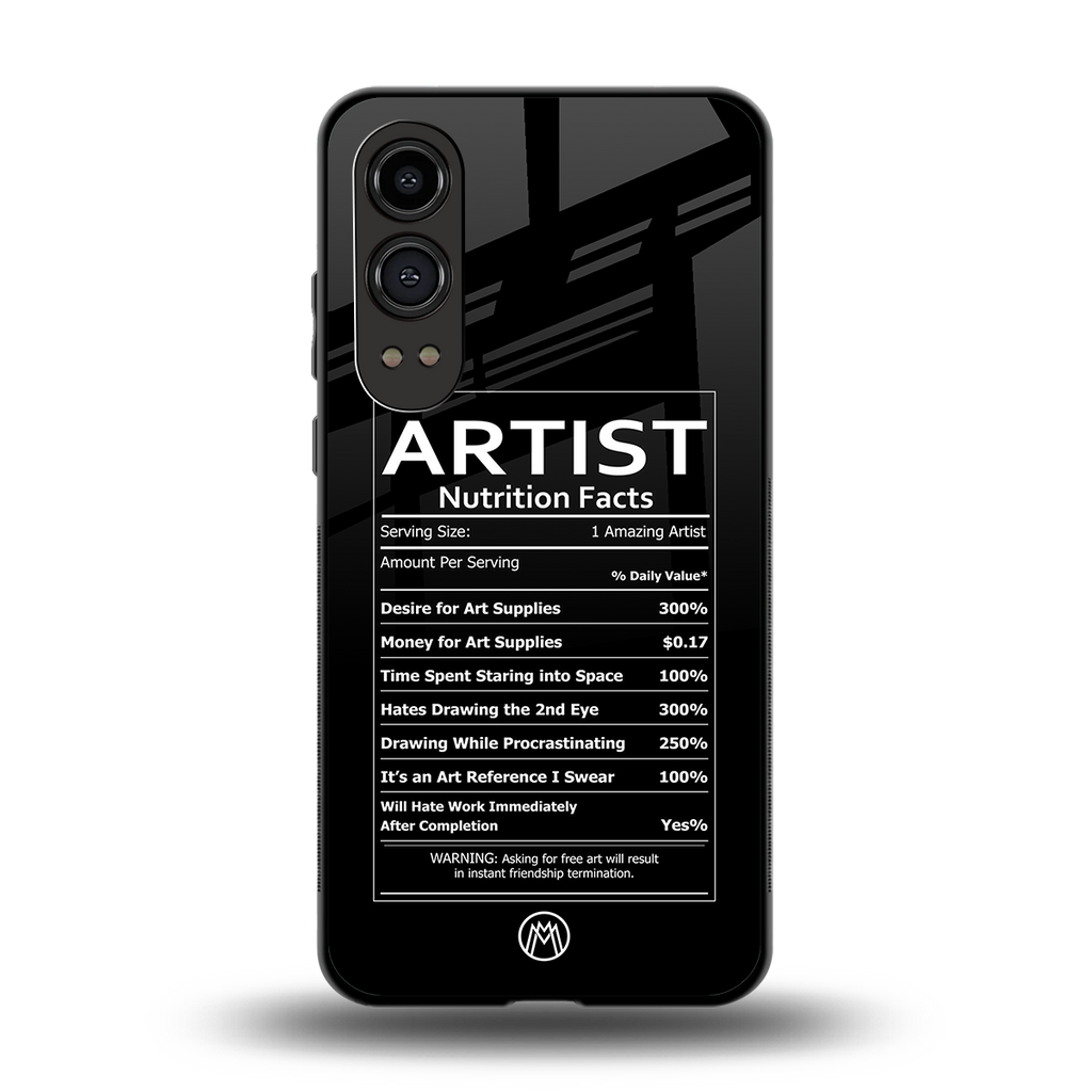 artist nutrition facts back phone cover | glass case for oneplus nord ce 4 lite